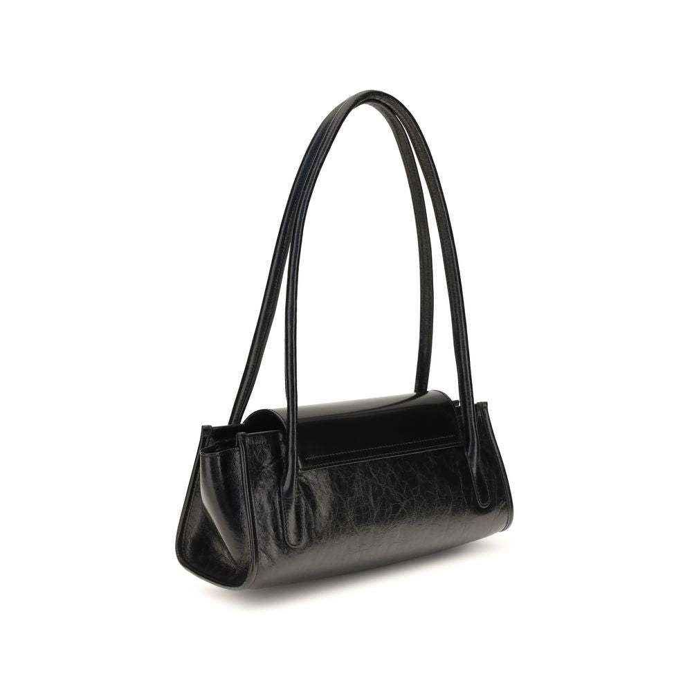 Bolso de hombro de piel de becerro negra Bos Taurus