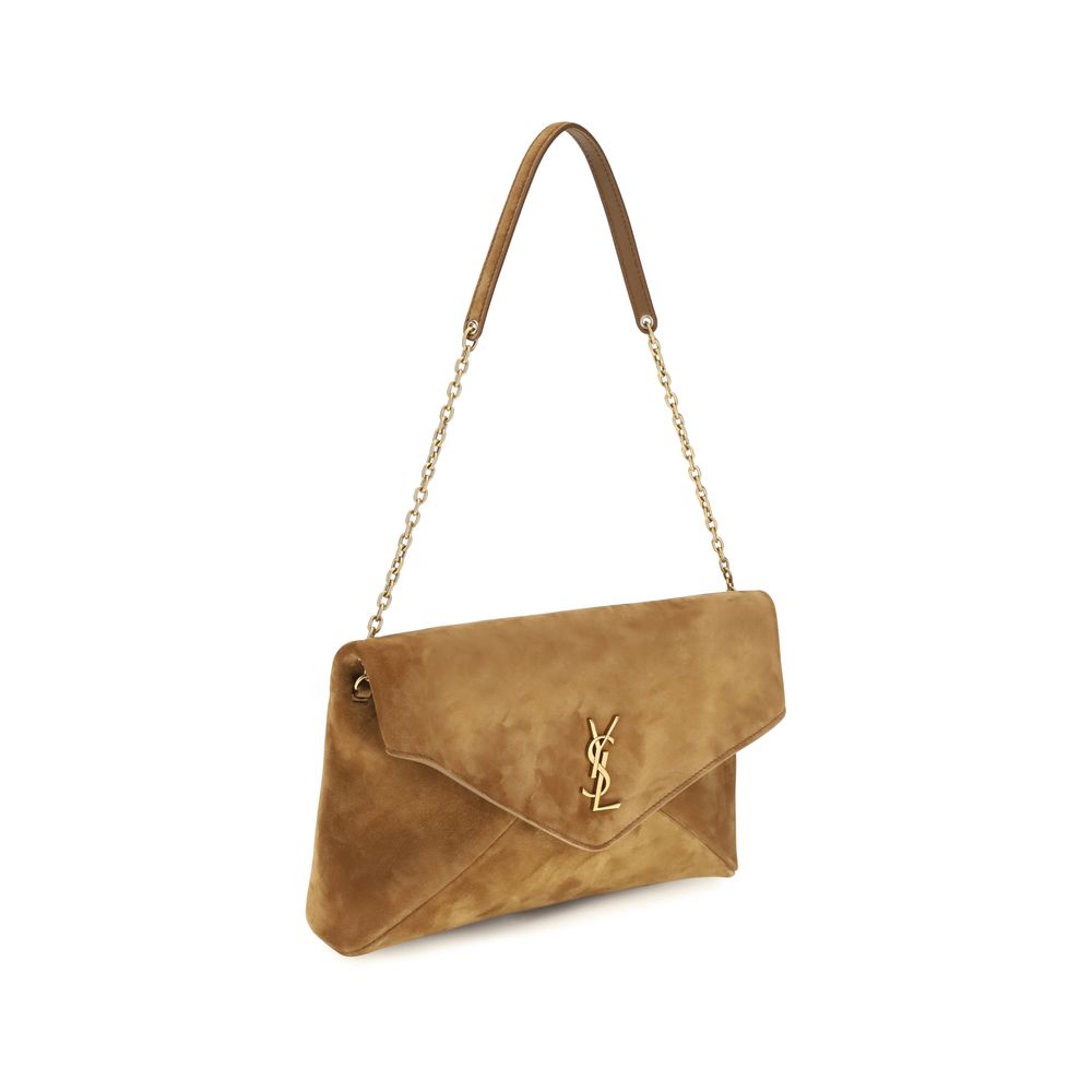 Schultertasche aus beigefarbenem Wildleder