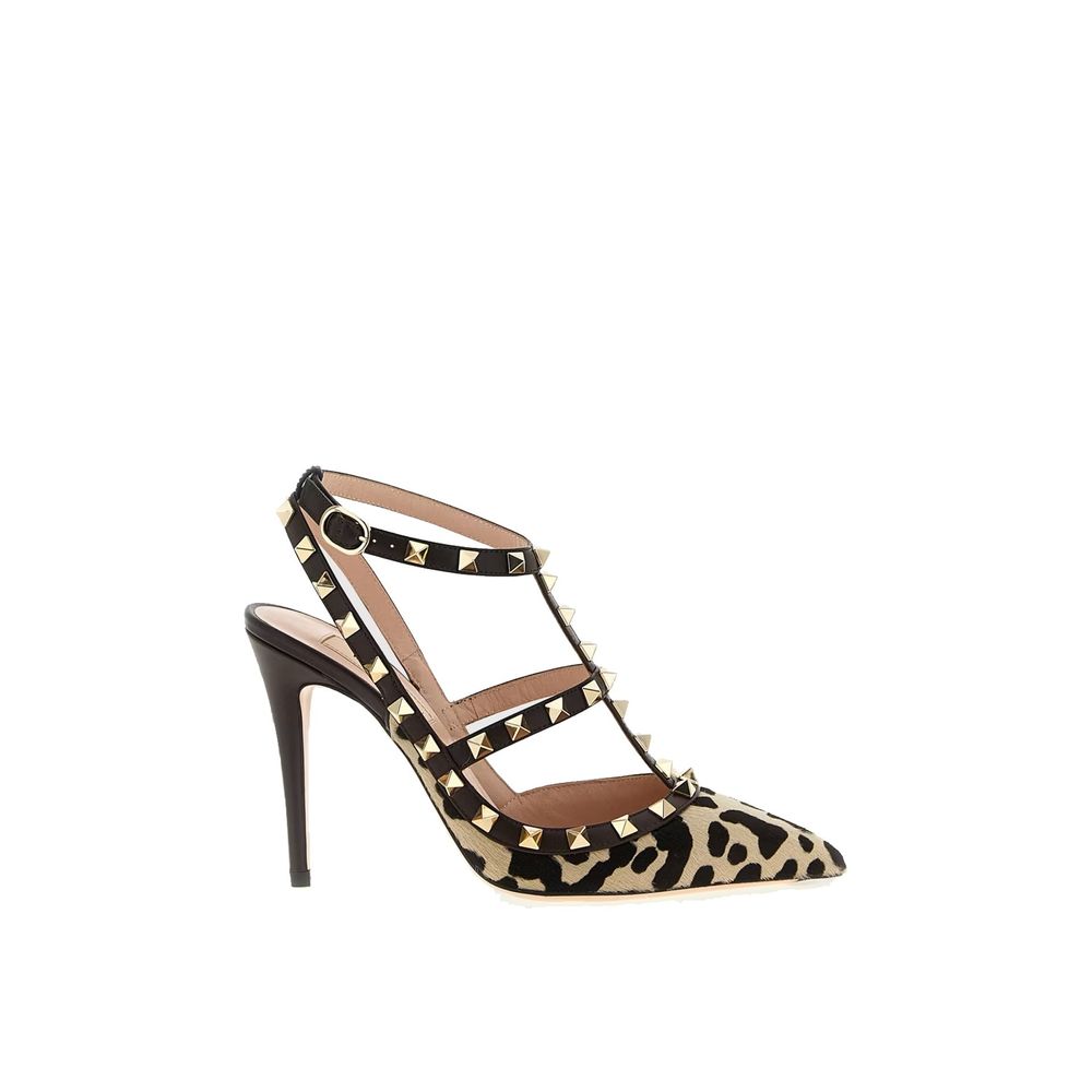 Bruine pumps met hoge hak van kalfsleer