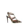 Bruine pumps met hoge hak van kalfsleer