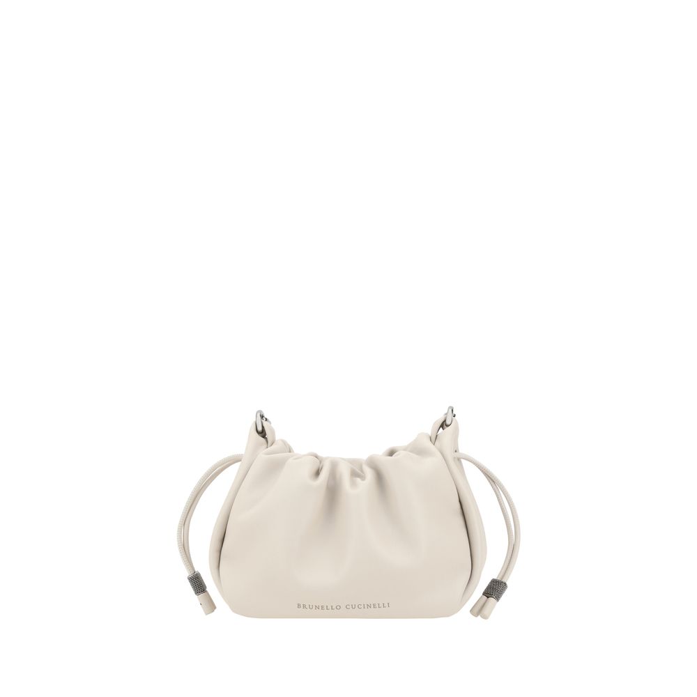 Bolso de hombro de piel de becerro beige Bos Taurus