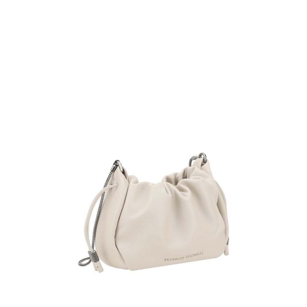Bolso de hombro de piel de becerro beige Bos Taurus
