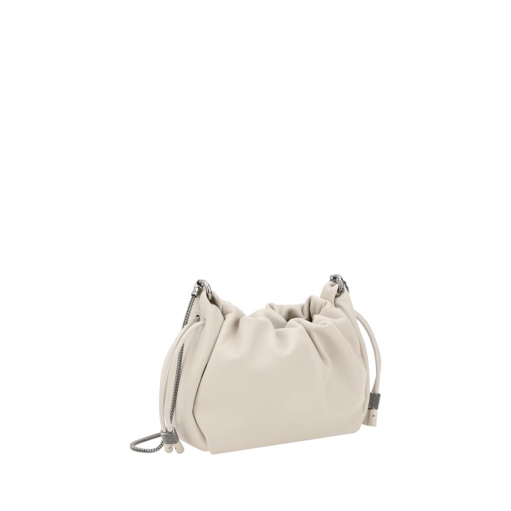 Bolso de hombro de piel de becerro beige Bos Taurus