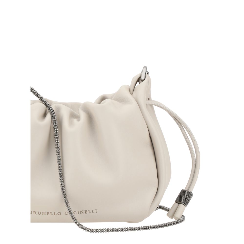 Bolso de hombro de piel de becerro beige Bos Taurus