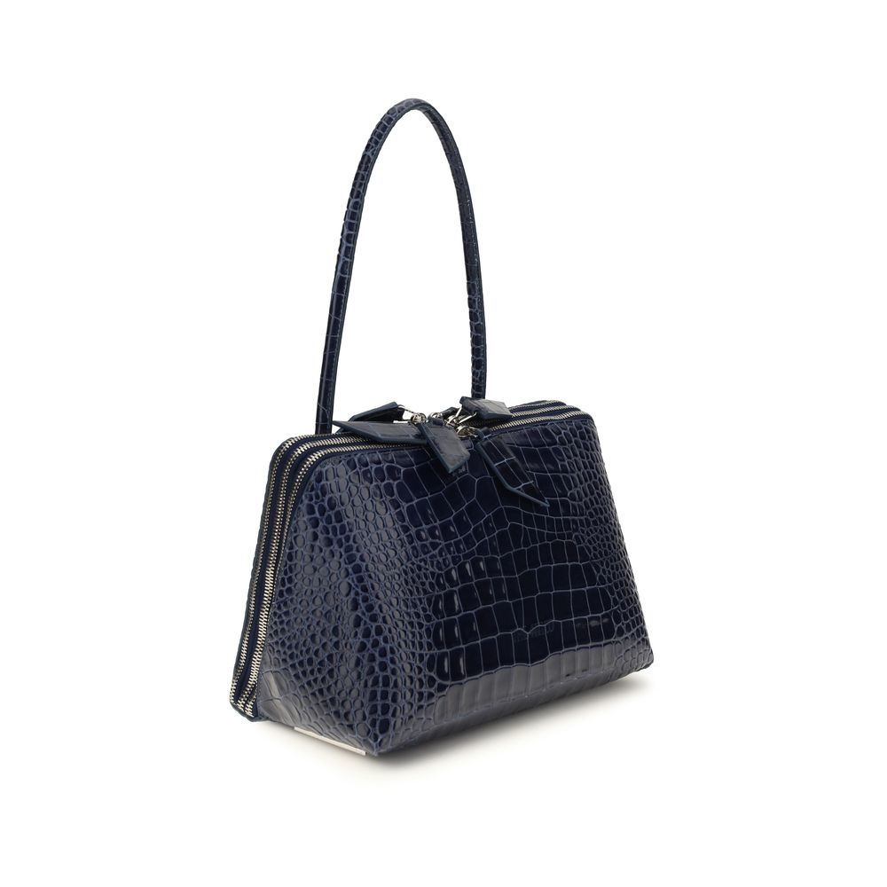 Bolso de hombro de piel de becerro azul Bos Taurus