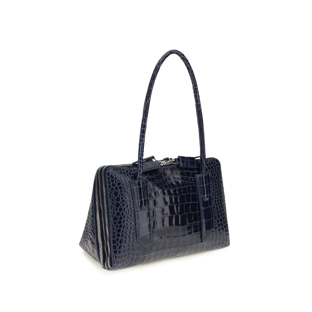 Bolso de hombro de piel de becerro azul Bos Taurus