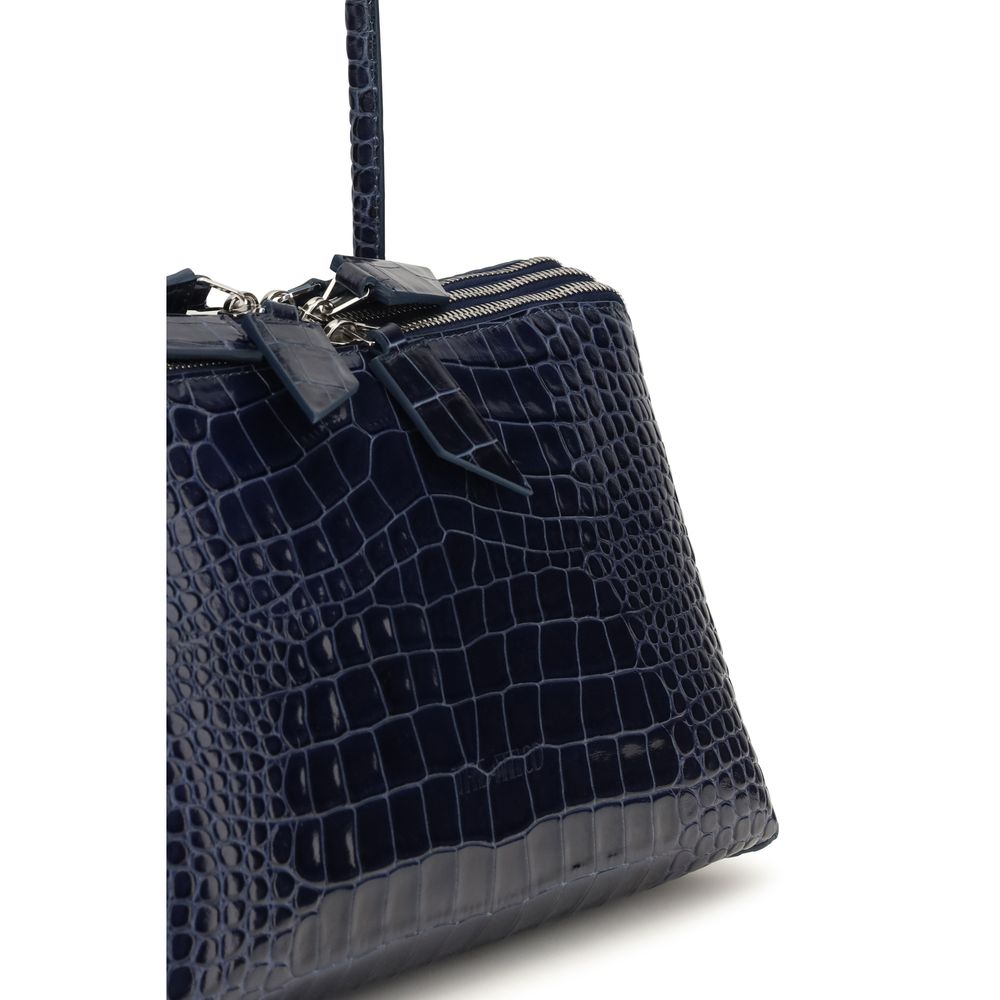 Bolso de hombro de piel de becerro azul Bos Taurus
