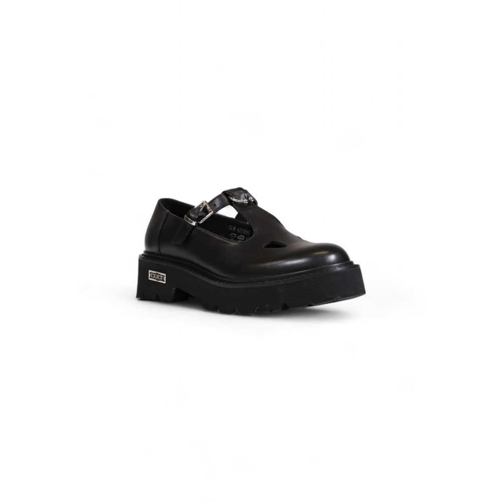 Zapatos de tacón con plataforma de cuero negro