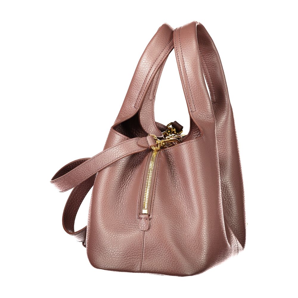 Bolso de mano de cuero marrón