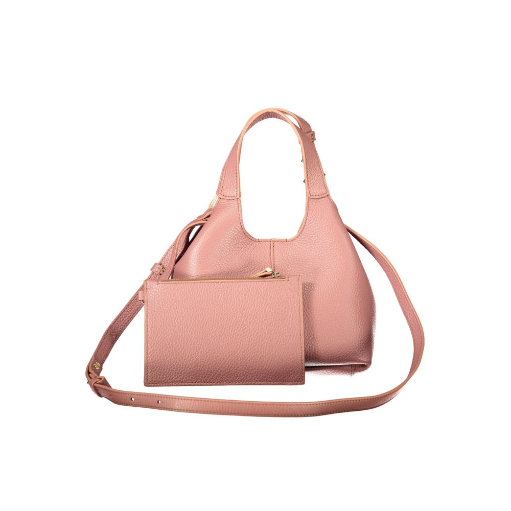 Bolso de mano de cuero rosa