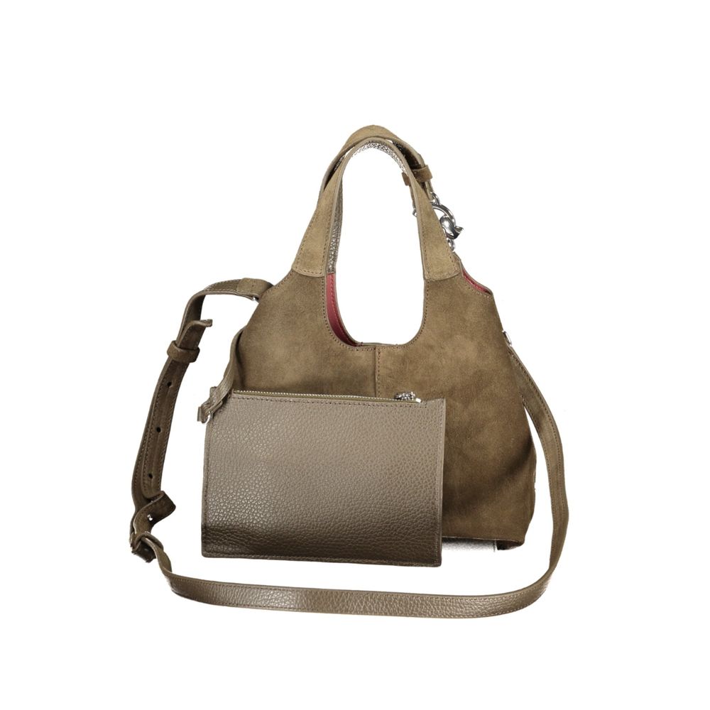 Bolso de mano de cuero marrón