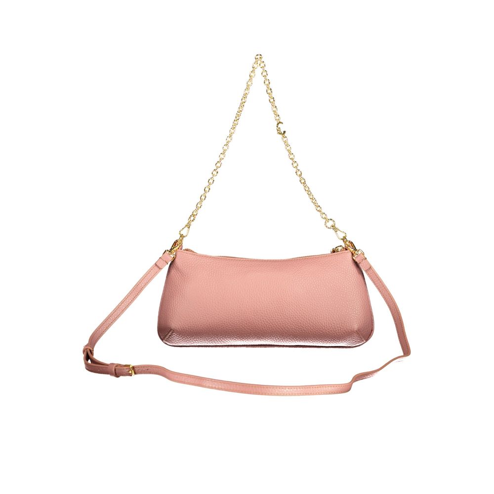 Bolso de mano de cuero rosa