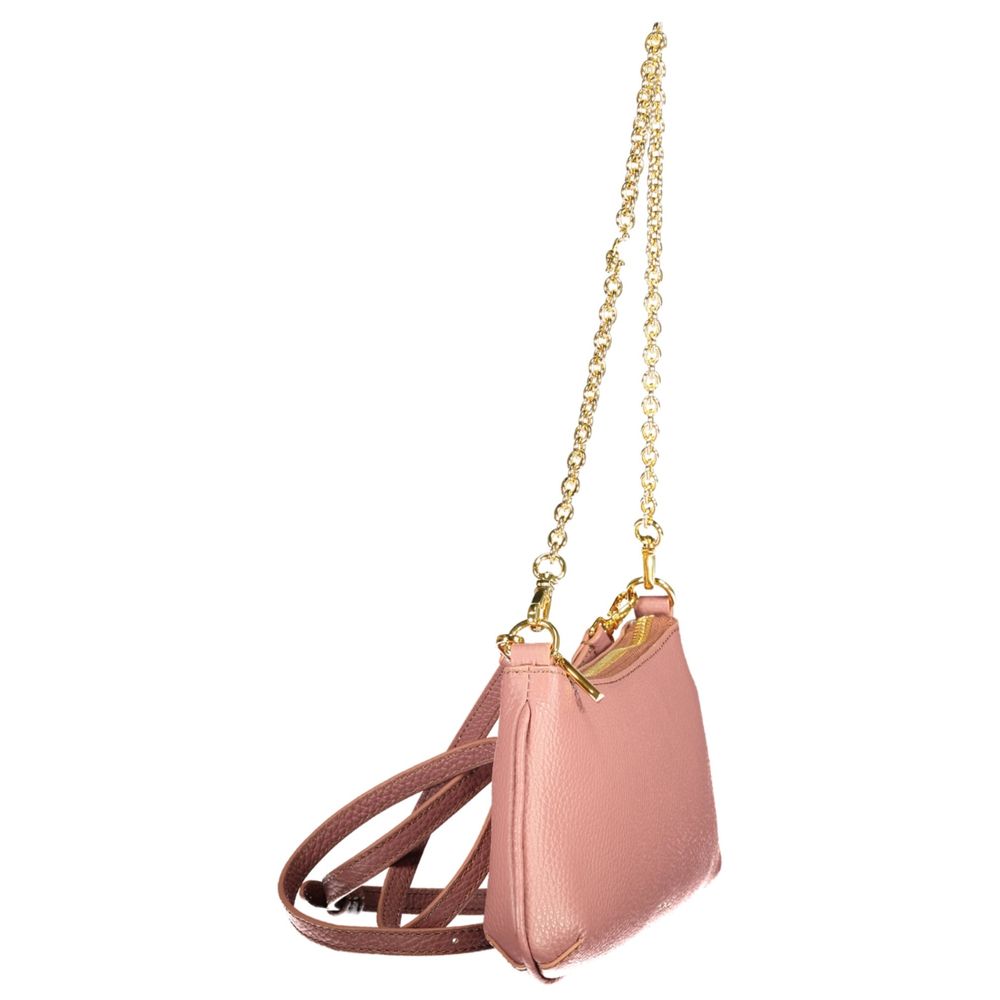 Bolso de mano de cuero rosa