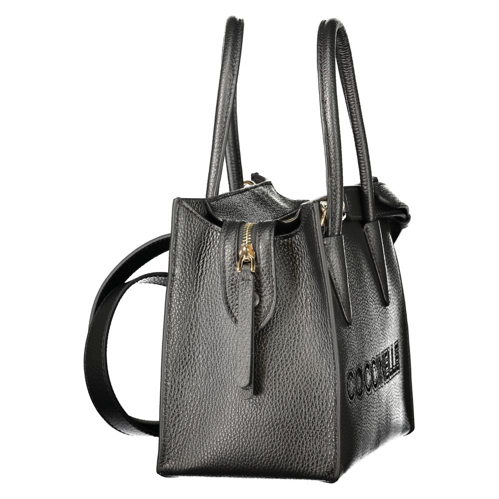 Bolso de mano de piel negra