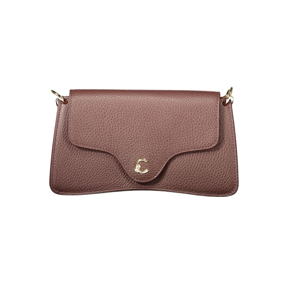 Bolso de mano de cuero marrón