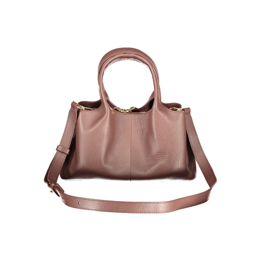 Bolso de mano de cuero marrón