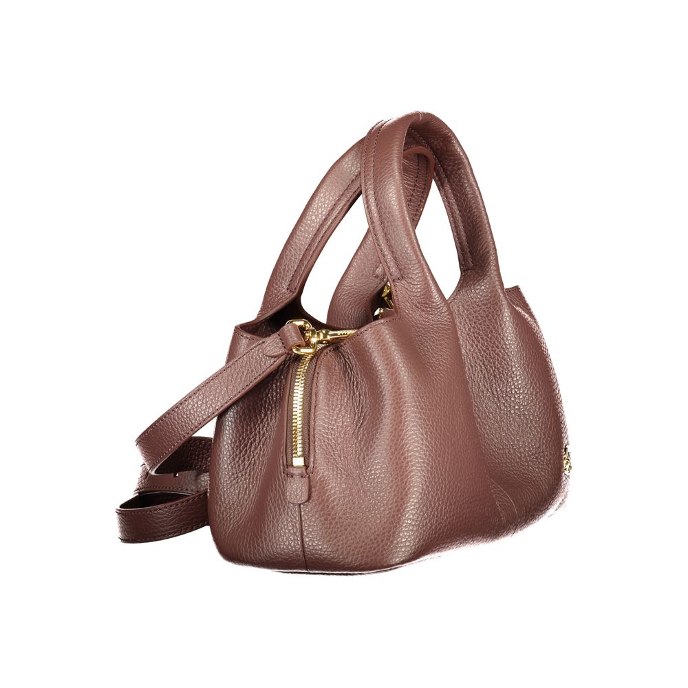 Bolso de mano de cuero marrón
