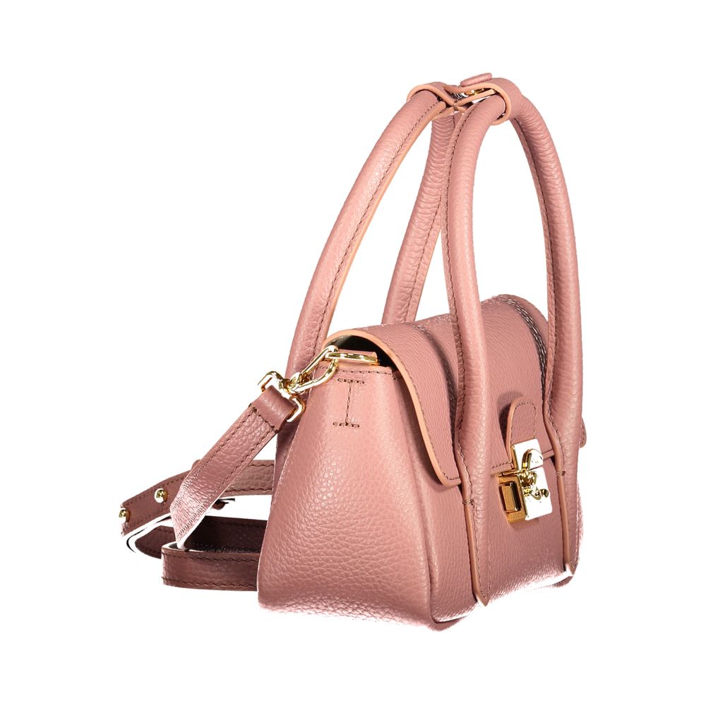 Bolso de mano de cuero rosa