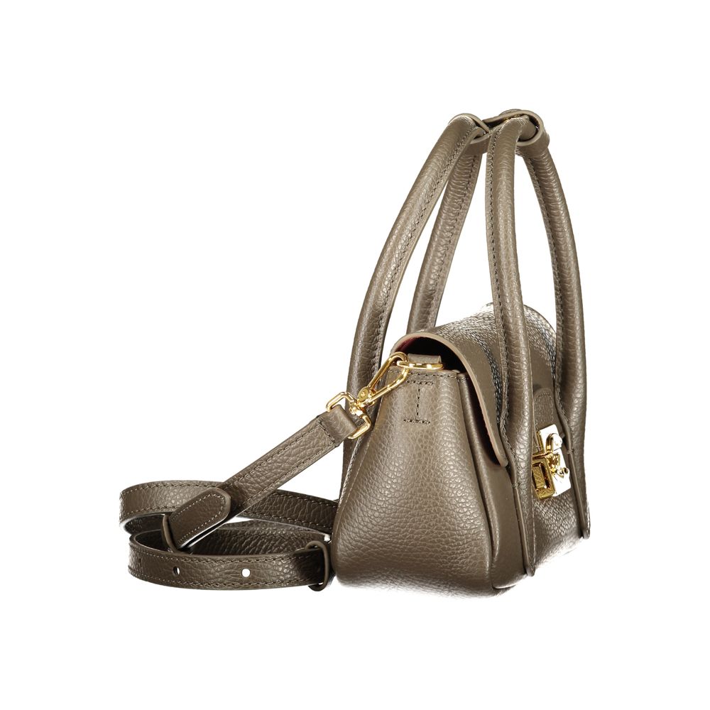 Bolso de mano de cuero marrón