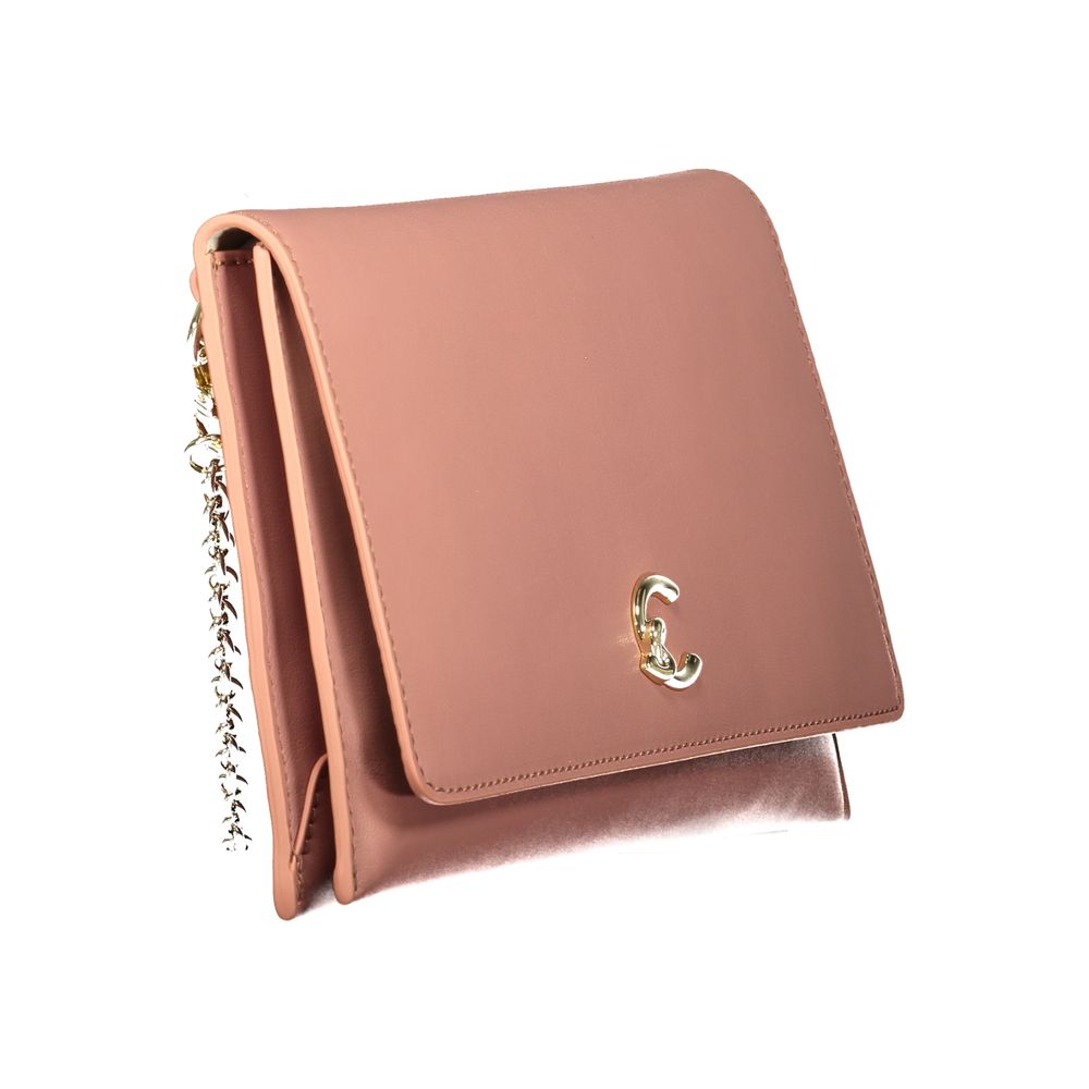 Bolso de mano de cuero rosa