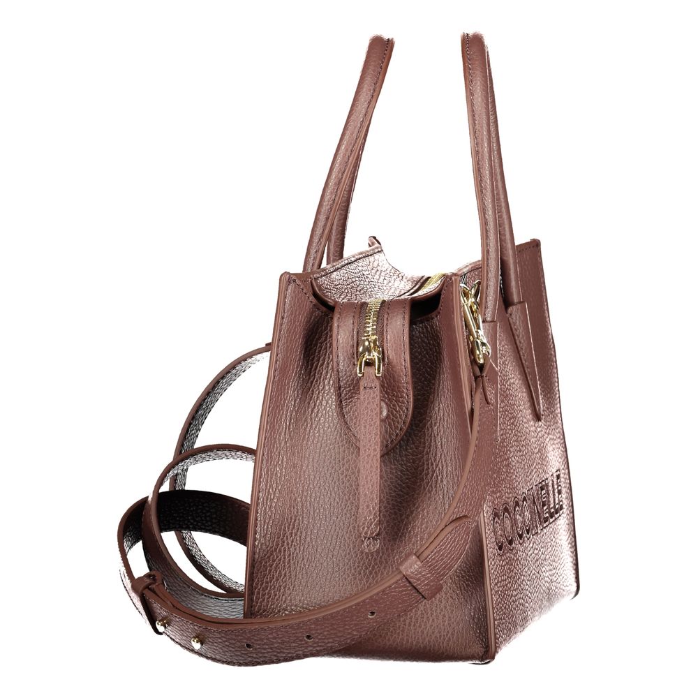 Bolso de mano de cuero marrón