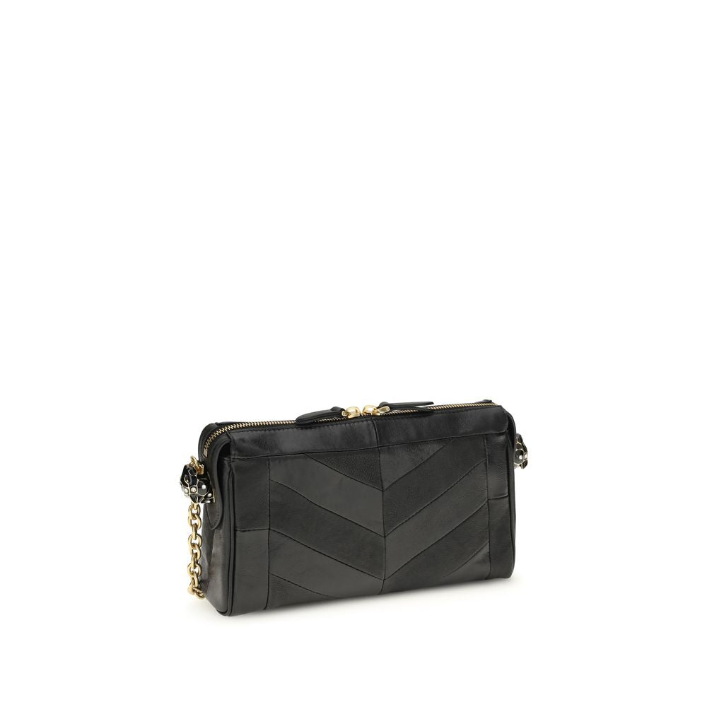 Bolso de hombro de piel Napa negra / Becerro Bos Taurus
