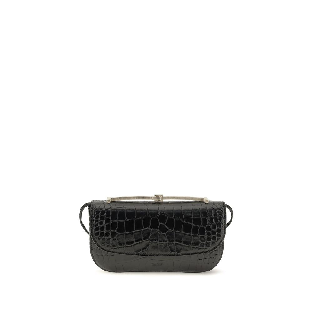 Bolso de hombro de piel de becerro negra Bos Taurus