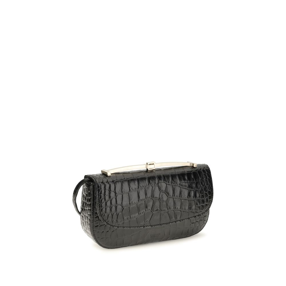 Bolso de hombro de piel de becerro negra Bos Taurus