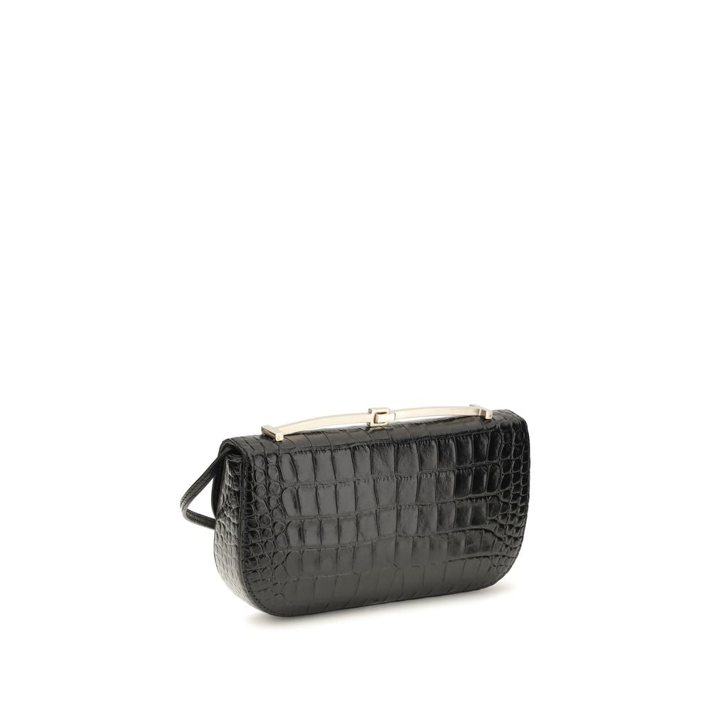 Bolso de hombro de piel de becerro negra Bos Taurus