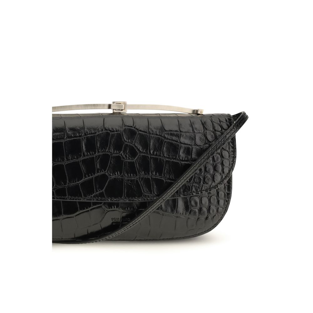 Bolso de hombro de piel de becerro negra Bos Taurus