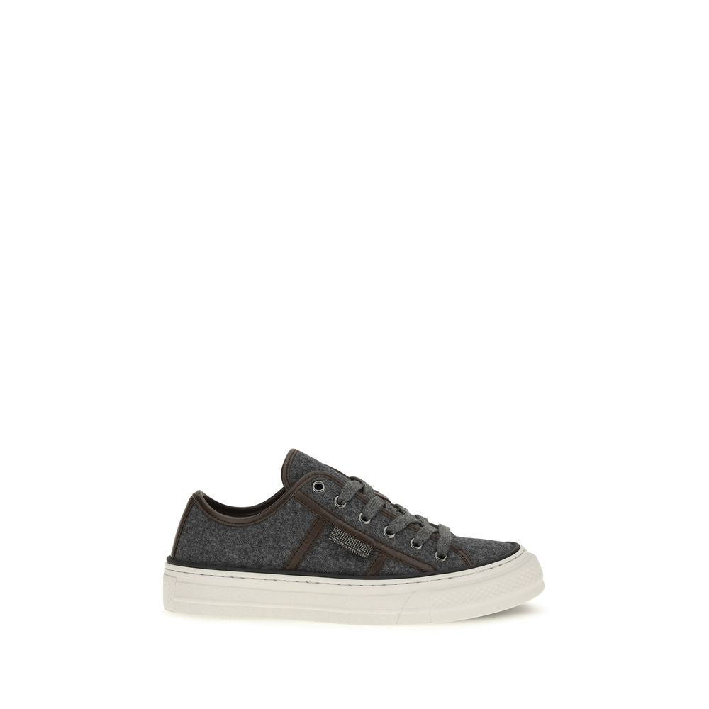 Grijze suède leren sneakers met lage zool