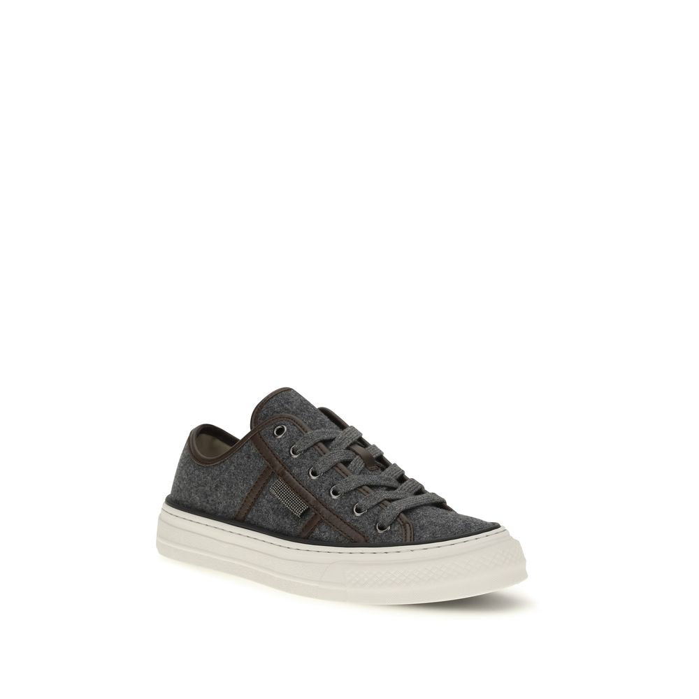 Grijze suède leren sneakers met lage zool