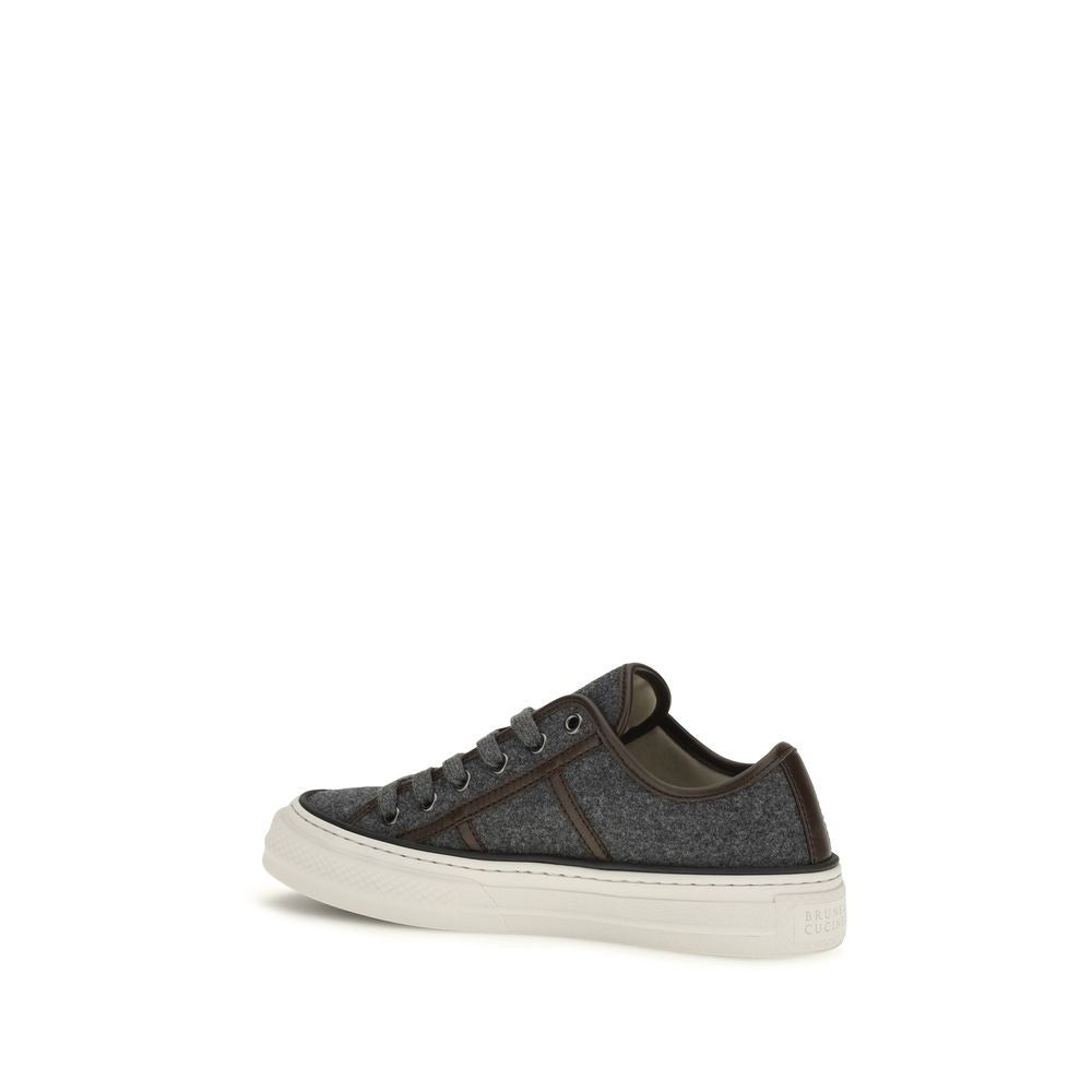 Grijze suède leren sneakers met lage zool