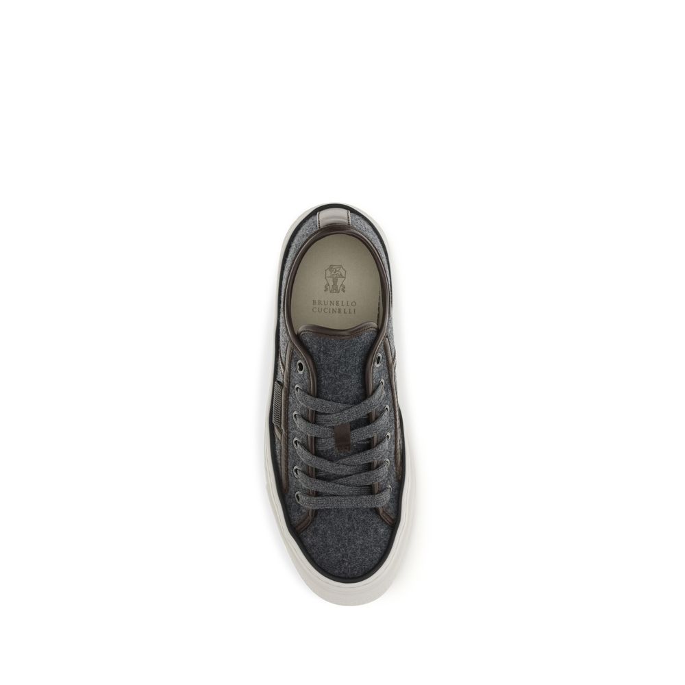 Grijze suède leren sneakers met lage zool