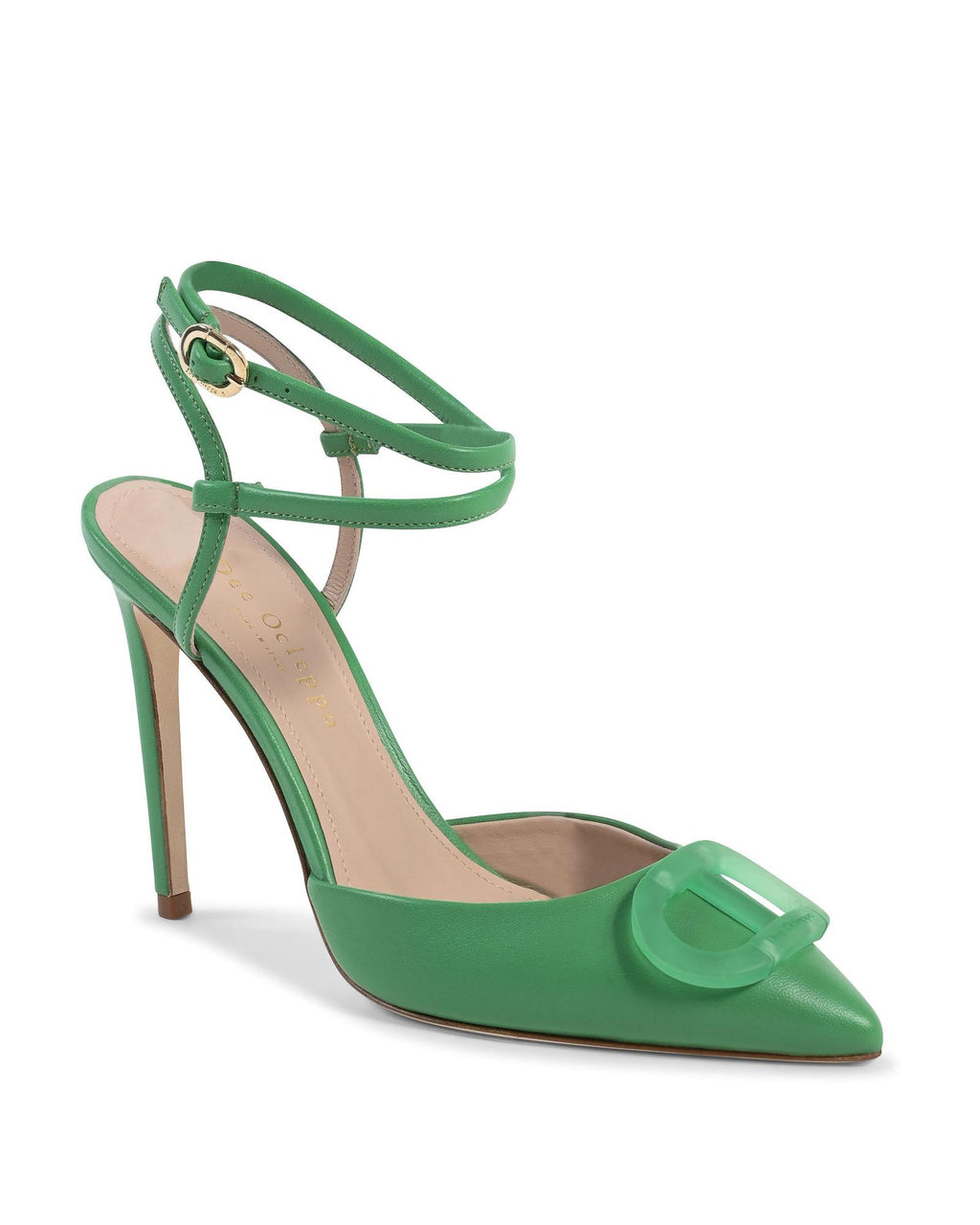 Tweekleurige leren pumps met hoge hak