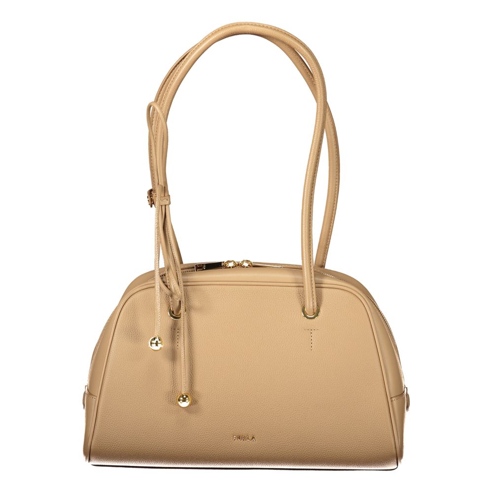 Beige Damenhandtasche aus Leder