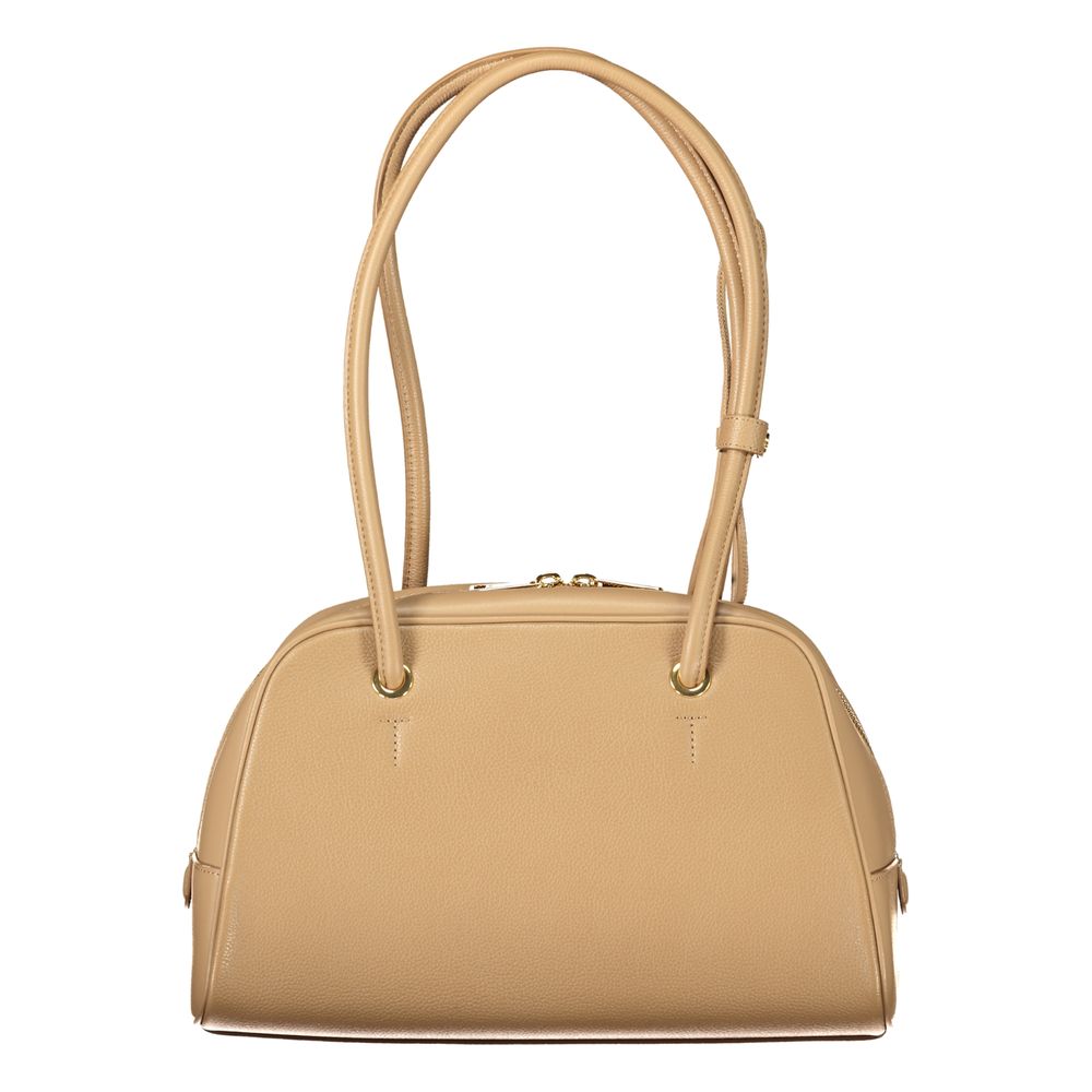 Beige Damenhandtasche aus Leder
