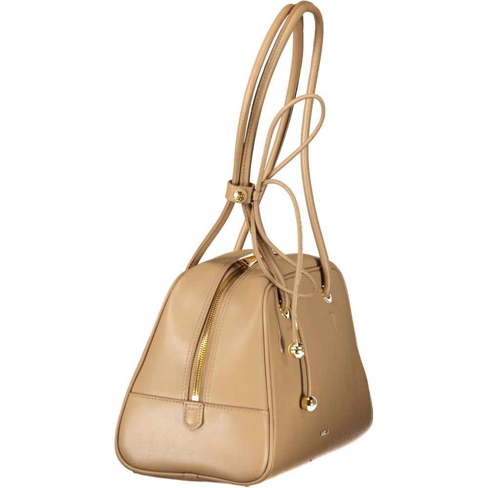 Beige Damenhandtasche aus Leder