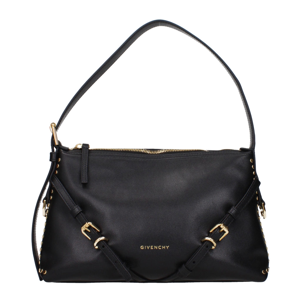 Bolso de hombro de cuero negro