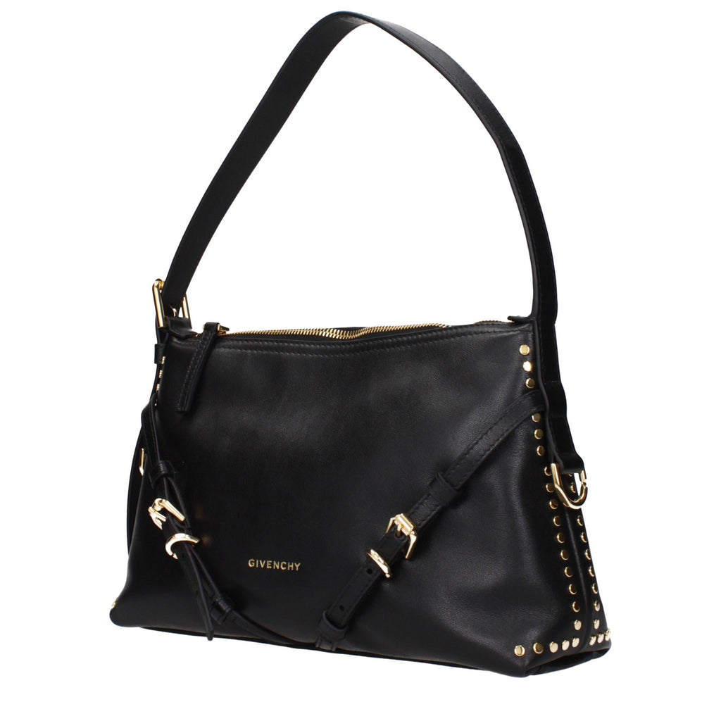 Bolso de hombro de cuero negro