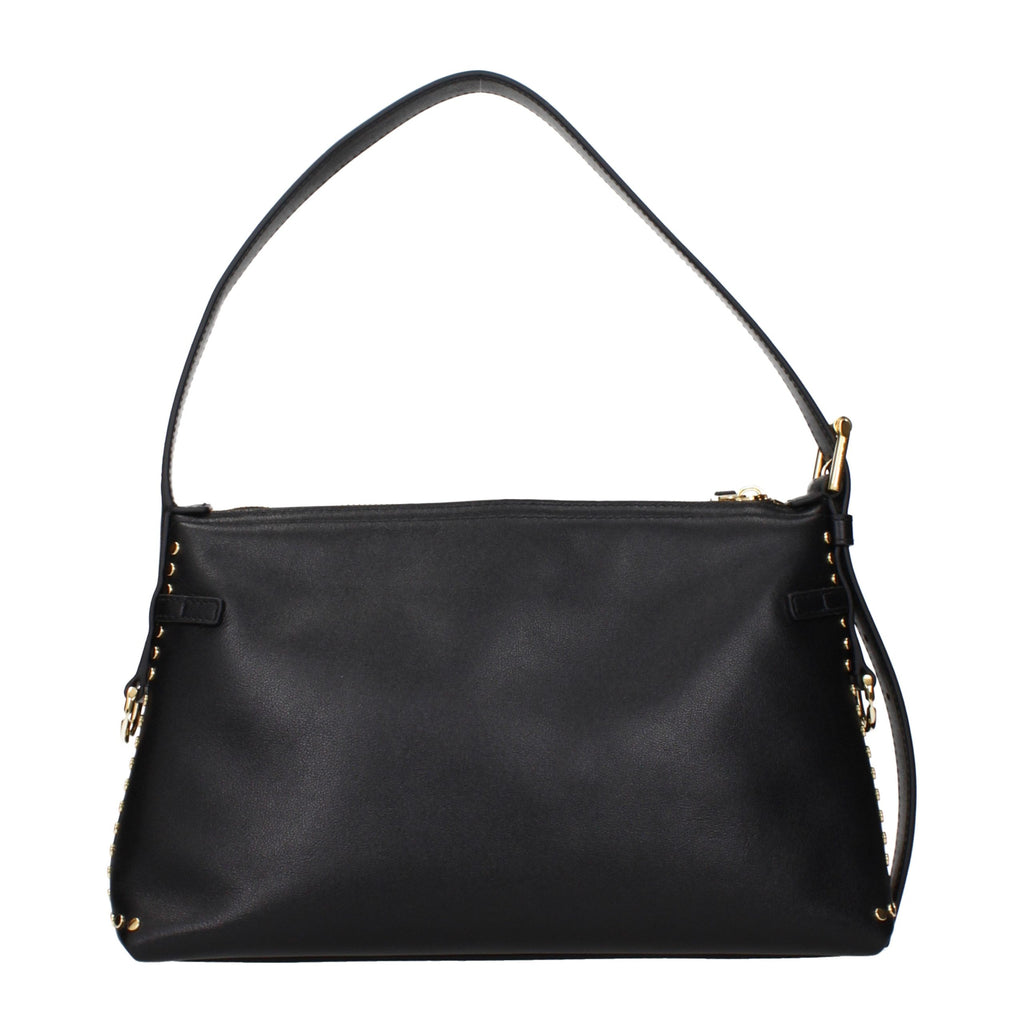 Bolso de hombro de cuero negro