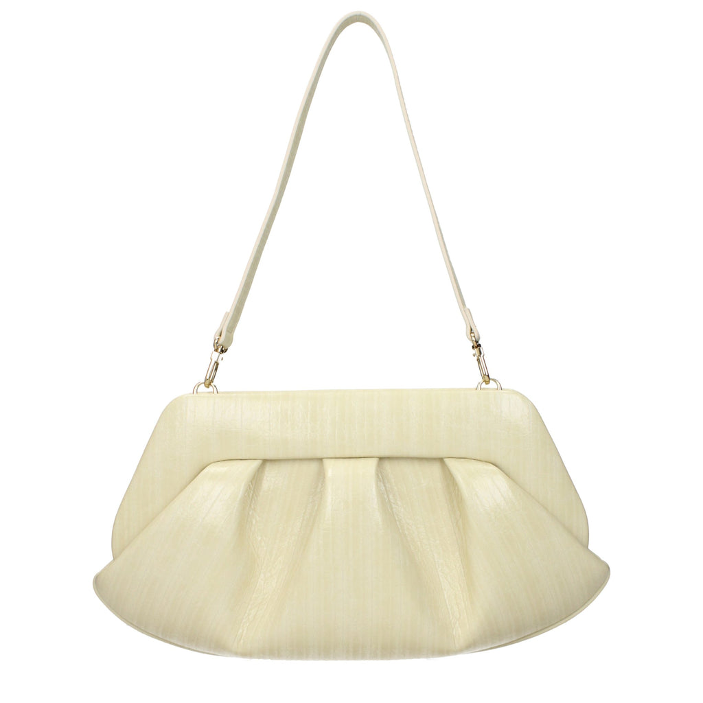 Beige leren clutch