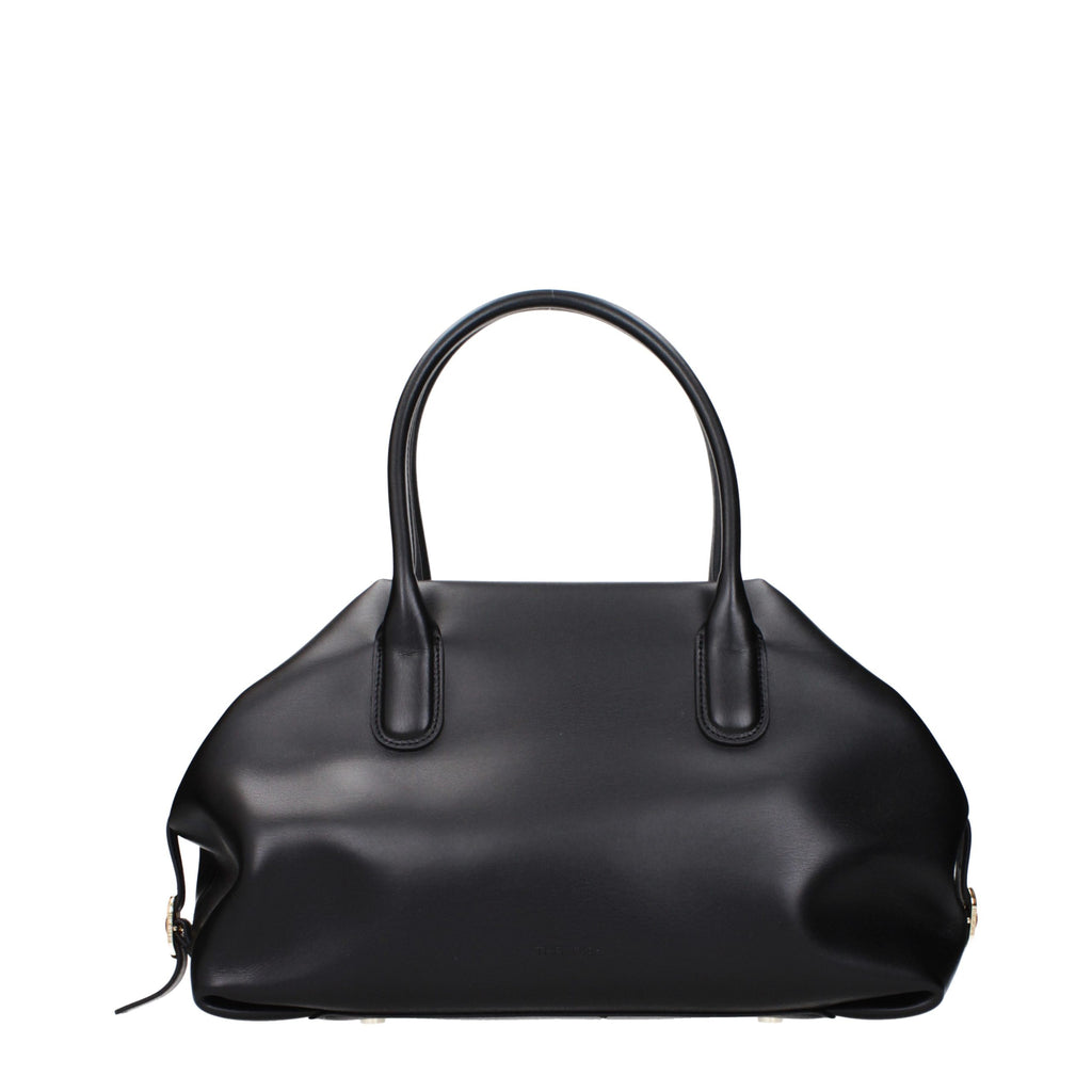 Schwarze Lederhandtasche