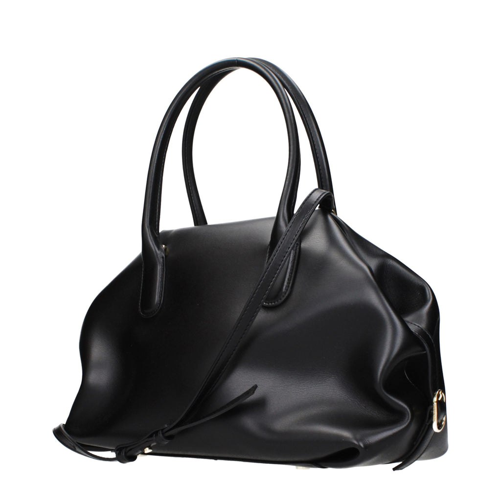 Schwarze Lederhandtasche