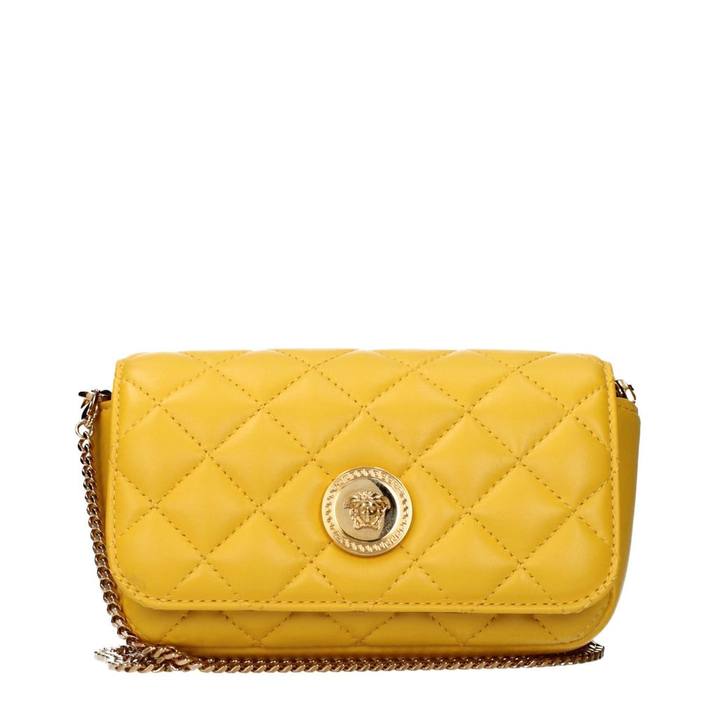 Bolso cruzado de cuero amarillo