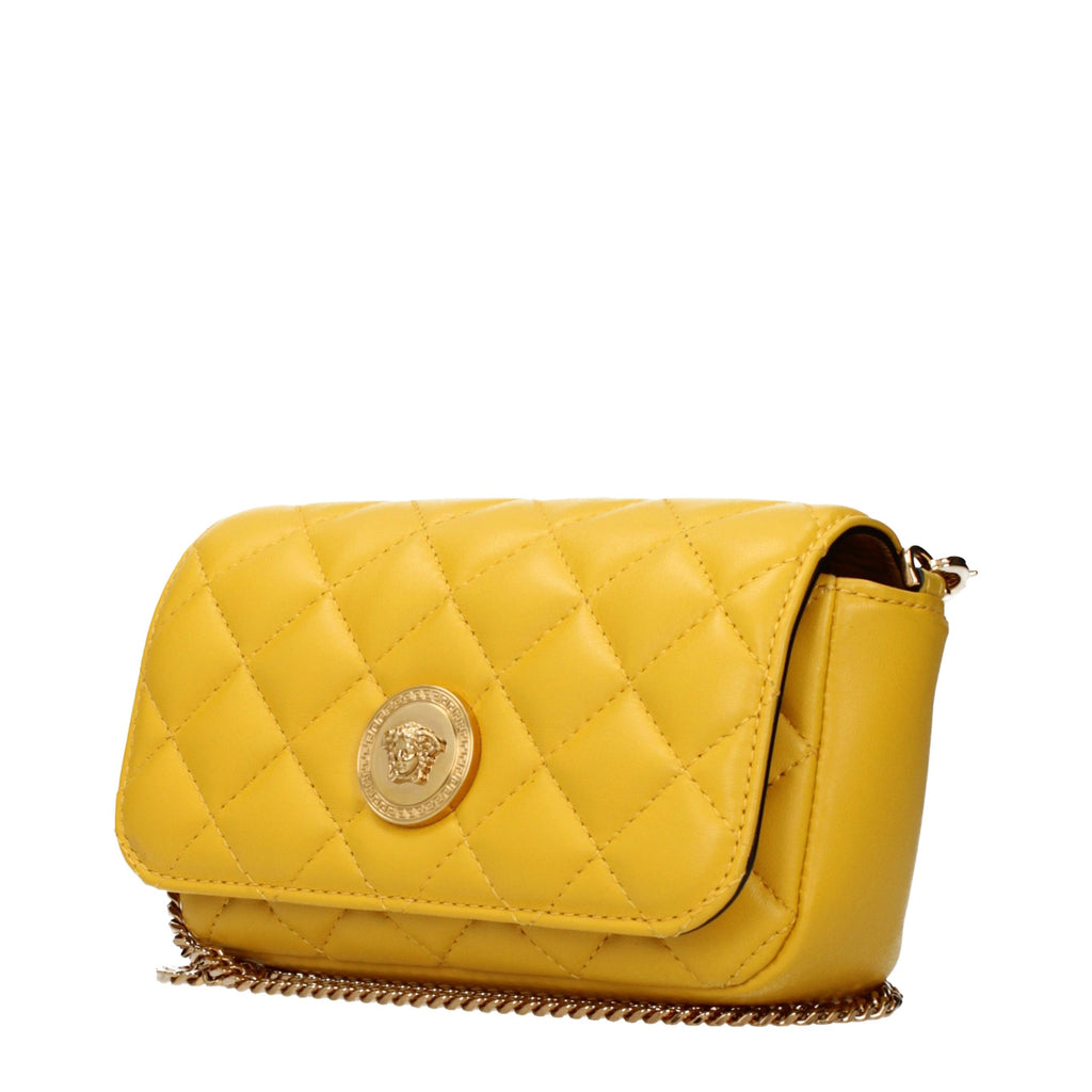 Bolso cruzado de cuero amarillo