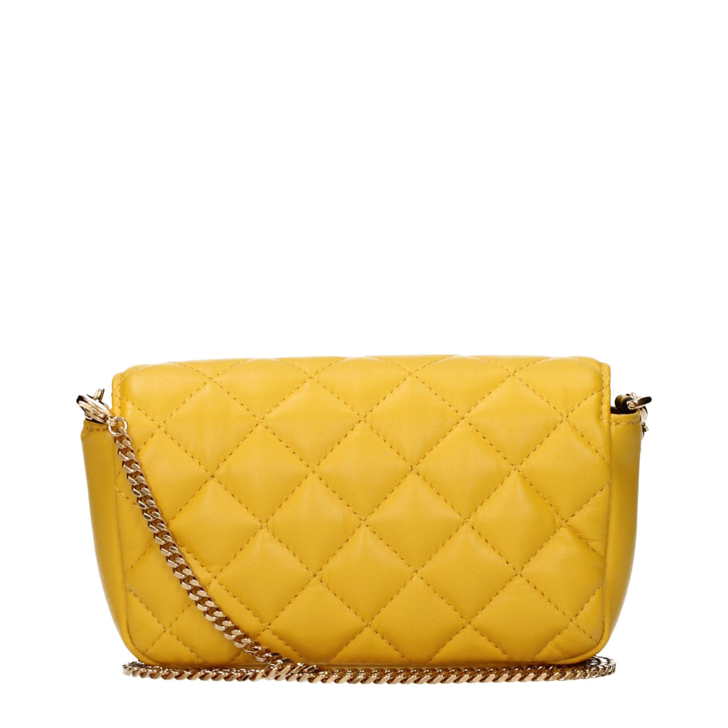 Bolso cruzado de cuero amarillo