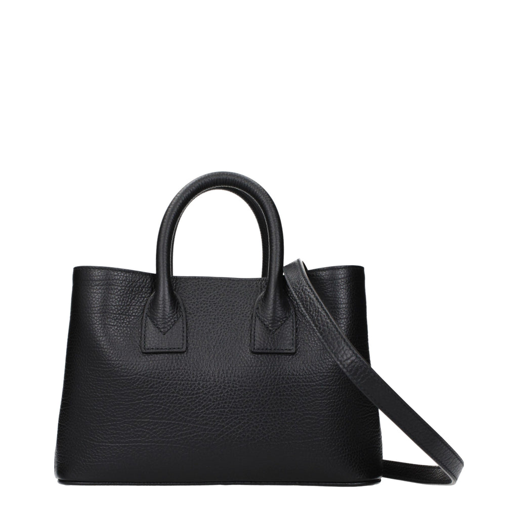 Schwarze Lederhandtasche
