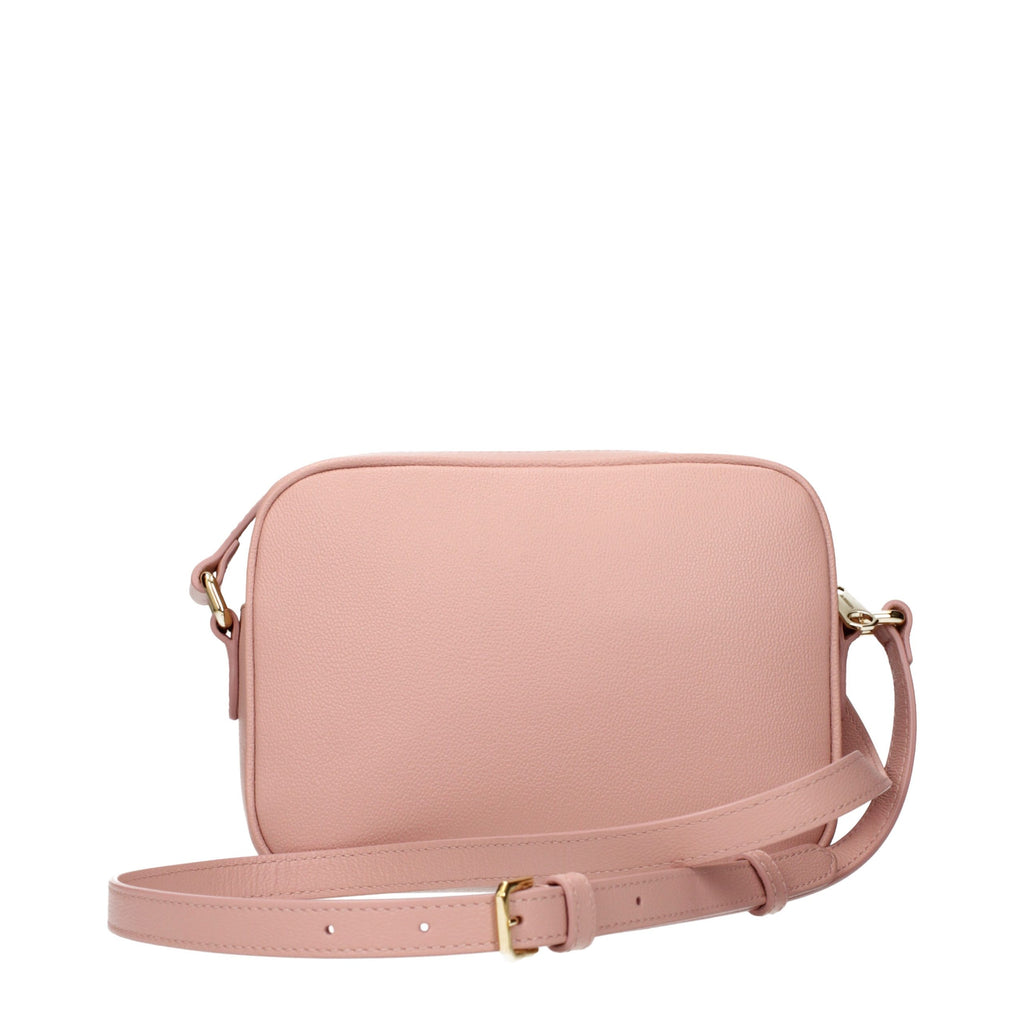 Bolso bandolera de cuero rosa