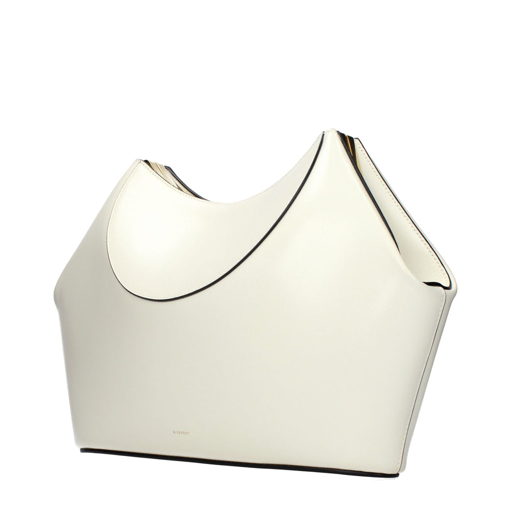 Bolso de mano de cuero beige
